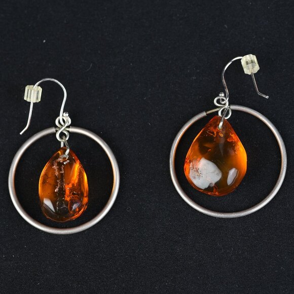 Baltic Amber Dangle Earrings - Vintage - Picture 2 of 5